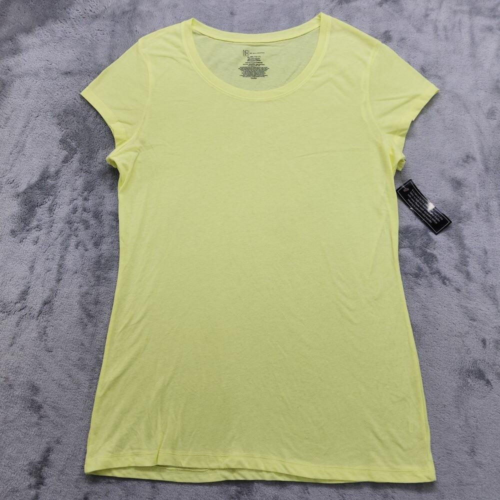 NEW No Boundaries Tee Womens XL Yellow Adrenaline Lime Scoop Neck Short Sleeve